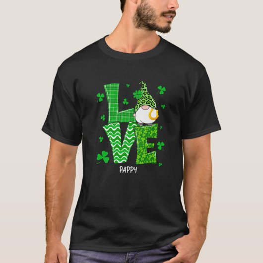Love Gnome Pappy Shamrock Leopard St Patrick T-shirt (Voorkant)