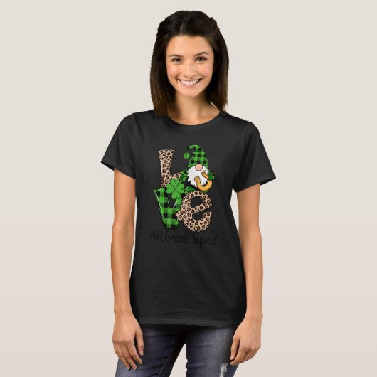 Love Gnome Teacher Squad Happy St Patrick Day 1st T-shirt (Voorkant volledig)