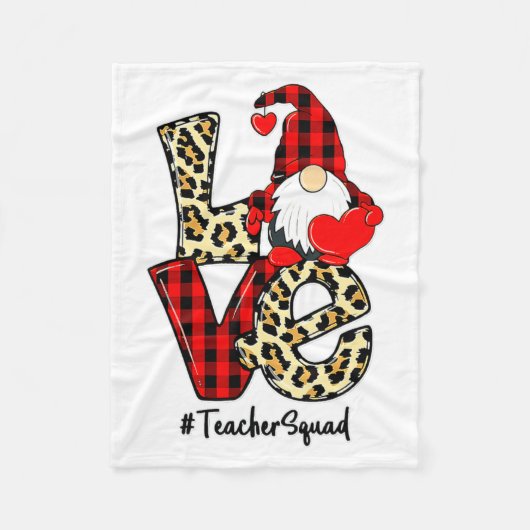 Love Gnome Teacher Squad Happy Valentine Gnome Tea Fleece Deken (Voorkant)