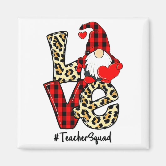 Love Gnome Teacher Squad Happy Valentine Gnome Tea Magneet (Voorkant)