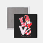 Love Gnome Teacher Squad Happy Valentine Gnome Tea Magneet (Voorkant / Achterkant)