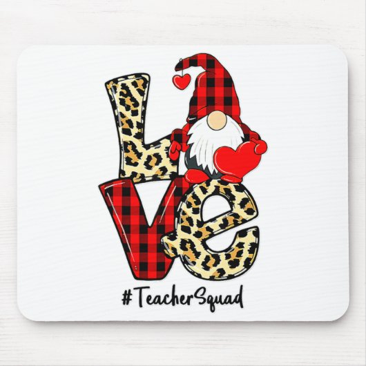 Love Gnome Teacher Squad Happy Valentine Gnome Tea Muismat (Voorkant)