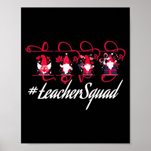 Love Gnome Teacher Squad Happy Valentine Gnome Tea Poster (Voorkant)