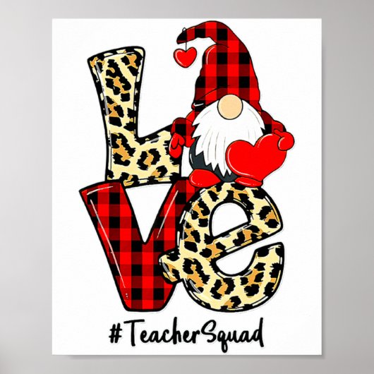 Love Gnome Teacher Squad Happy Valentine Gnome Tea Poster (Voorkant)