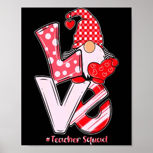 Love Gnome Teacher Squad Happy Valentine Gnome Tea Poster (Voorkant)