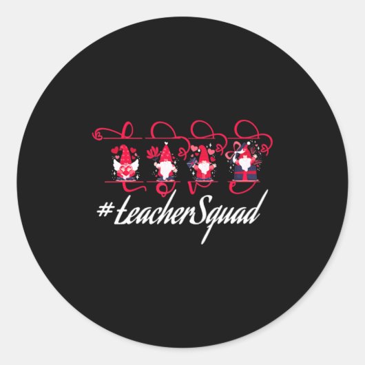 Love Gnome Teacher Squad Happy Valentine Gnome Tea Ronde Sticker (Voorkant)