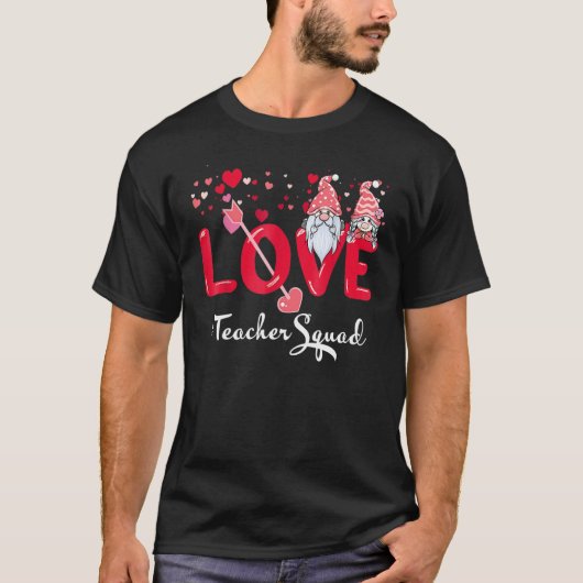 Love Gnome Teacher Squad Happy Valentine Gnome Tea T-shirt (Voorkant)