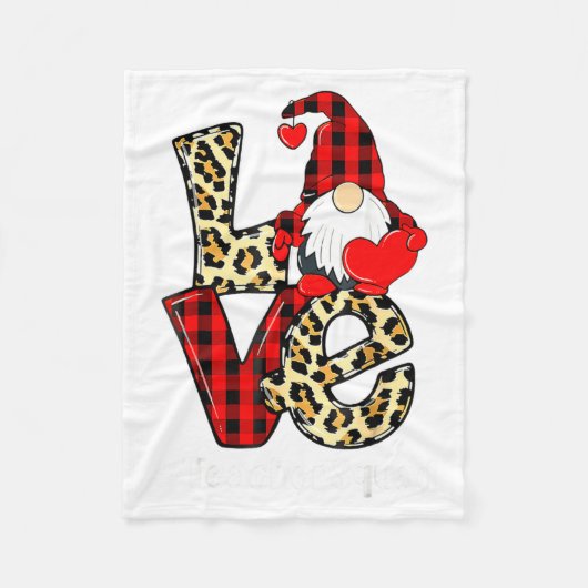 Love Gnome Teacher Squad Valentines Day Teacher St Fleece Deken (Voorkant)