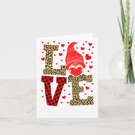 Love Gnome Teacher Squad Valentines Day Teacher St Kaart (Voorkant)