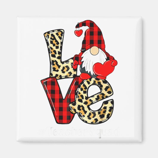 Love Gnome Teacher Squad Valentines Day Teacher St Magneet (Voorkant)