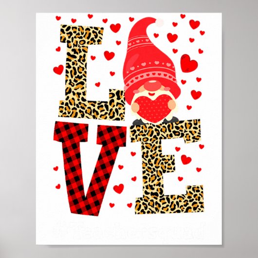 Love Gnome Teacher Squad Valentines Day Teacher St Poster (Voorkant)