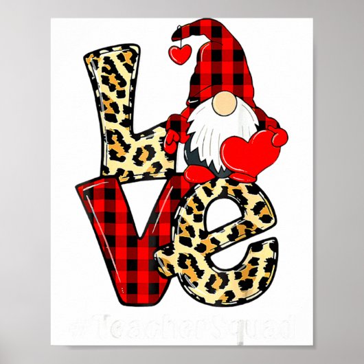 Love Gnome Teacher Squad Valentines Day Teacher St Poster (Voorkant)
