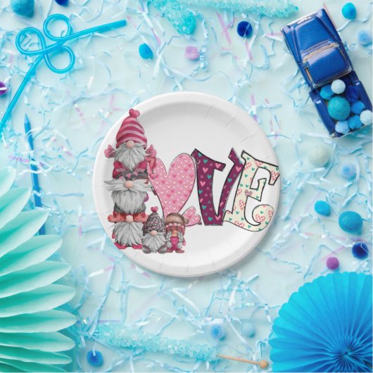 Love Gnome, Valentijnsdag Papieren Bordje (Feest)