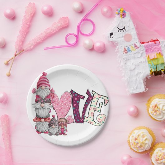 Love Gnome, Valentijnsdag Papieren Bordje (Feest)