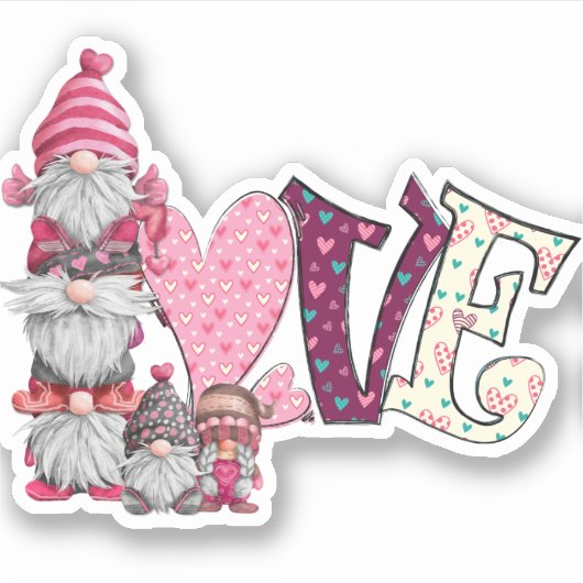 Love Gnome, Valentijnsdag Sticker (Voorkant)