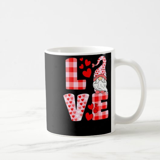 Love Gnome Valentines Day Red Buffalo Plaid Leopar Koffiemok (Rechts)