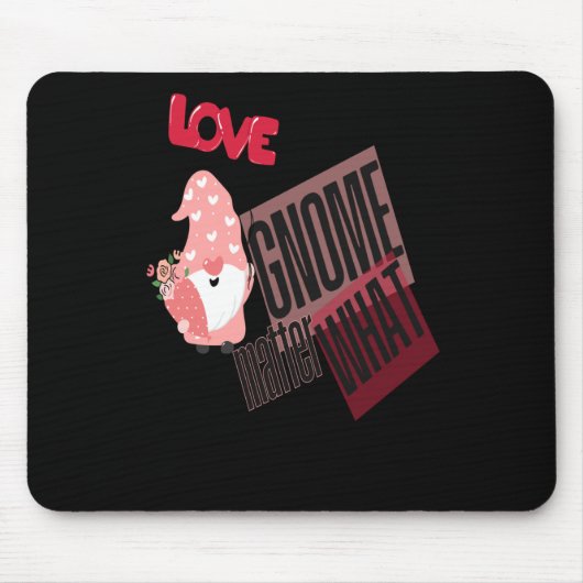 Love Gnome What Gnome Met Bloemen Ballon Sticker Muismat (Voorkant)