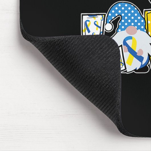 Love Gnomen Blue Yellow Ribbon Down Syndroom Aware Muismat (Hoek)