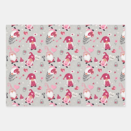 Love Gnomen Wrapping Paper Set of 3 (Voorkant)