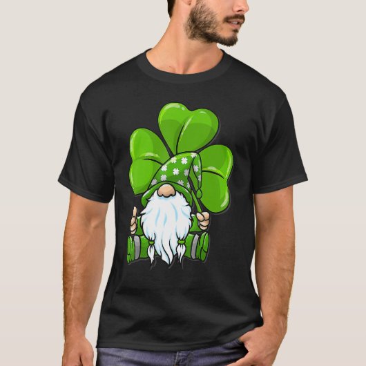 Love Gnomes Irish Shamrock St Patrick's Day Four L T-shirt (Voorkant)
