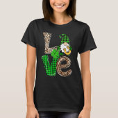 LOVE Gnomes Leopard Plaid Irish St Patricks Day Gi T-shirt (Voorkant)