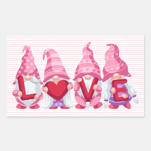 Love Gnomes Valentijnsdag Rechthoekige Sticker (Voorkant)