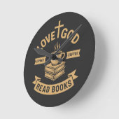 Love God Drink Coffee Lees boeken Christelijk Ronde Klok (Hoek)