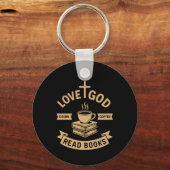Love God Drink Coffee Lees boeken Christelijk Sleutelhanger (Achterkant)