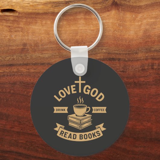 Love God Drink Coffee Lees boeken Christelijk Sleutelhanger (Voorkant)