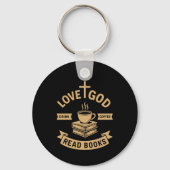 Love God Drink Coffee Lees boeken Christelijk Sleutelhanger (Achterkant)