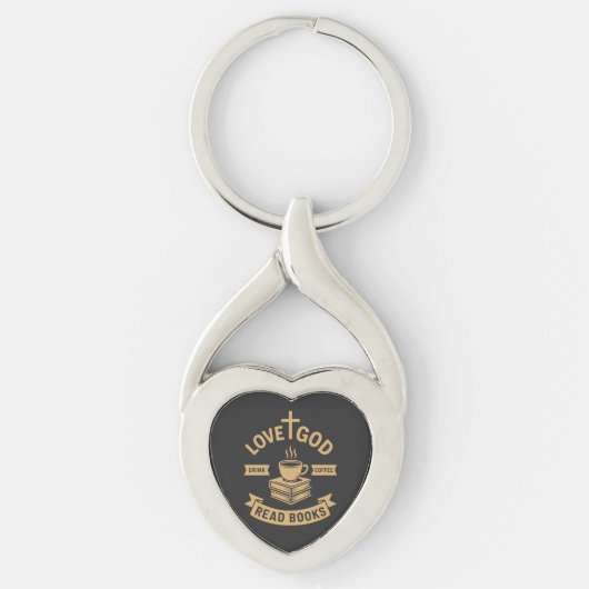 Love God Drink Coffee Lees boeken Christelijk Sleutelhanger (Voorkant)