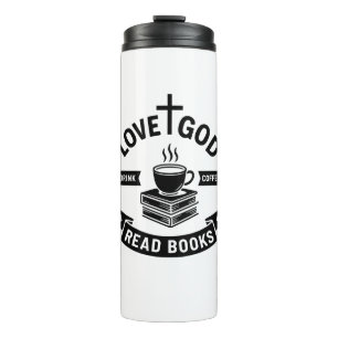Love God Drink Koffie Lees boeken Christelijk Gelo Thermosbeker