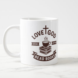 Love God Drink Koffie Lees boeken Christelijk Grote Koffiekop