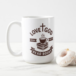 Love God Drink Koffie Lees boeken Christelijk Koffiemok