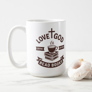 Love God Drink Koffie Lees boeken Christelijk Koffiemok