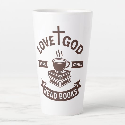 Love God Drink Koffie Lees boeken Christelijk  Latte Mok (Voorkant)
