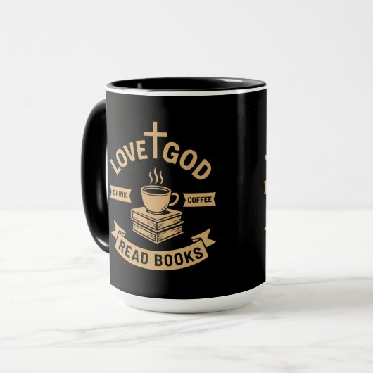 Love God Drink Koffie Lees boeken Christelijk  Mok (Voorkant links)