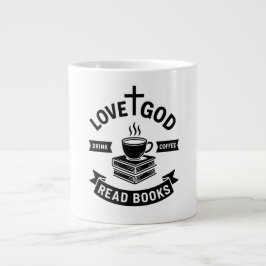 Love God Drink Koffie Lees boeken Geloof  Grote Koffiekop