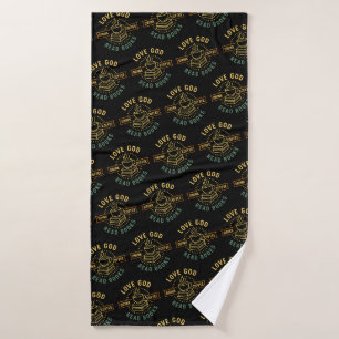 Love God Drink Koffie Lees boeken Liefhebbers Badhanddoek