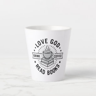 Love God Drink Koffie Lees boeken Liefhebbers Latte Mok
