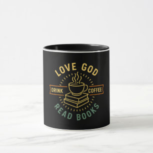 Love God Drink Koffie Lees boeken Liefhebbers Mok