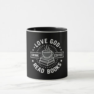 Love God Drink Koffie Lees boeken Liefhebbers Mok