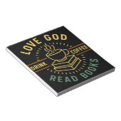 Love God Drink Koffie Lees boeken Liefhebbers  Notitieblok (Schuin)