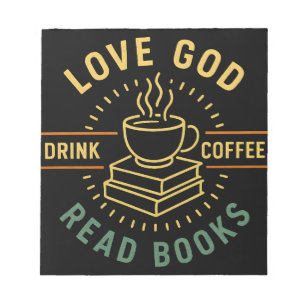 Love God Drink Koffie Lees boeken Liefhebbers  Notitieblok