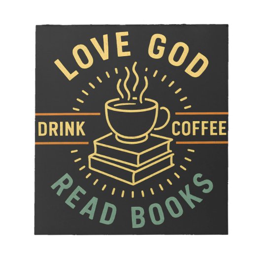 Love God Drink Koffie Lees boeken Liefhebbers  Notitieblok (Voorkant)