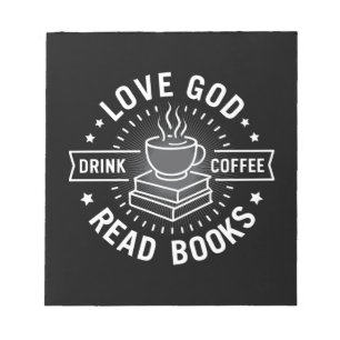 Love God Drink Koffie Lees boeken Liefhebbers  Notitieblok
