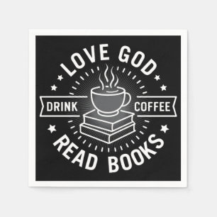 Love God Drink Koffie Lees boeken Liefhebbers  Servet