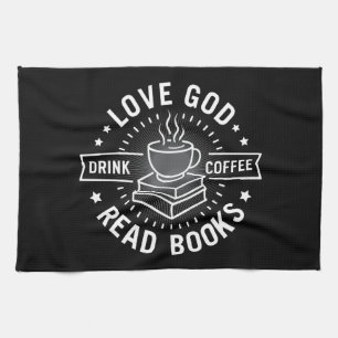 Love God Drink Koffie Lees boeken Liefhebbers  Theedoek
