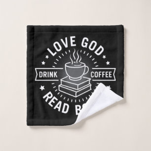 Love God Drink Koffie Lees boeken Liefhebbers Washandje