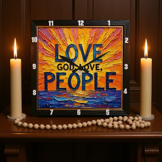 Love God, Love People Artwork Vierkante Klok